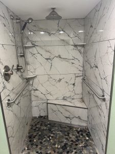 Finished marble bathroom